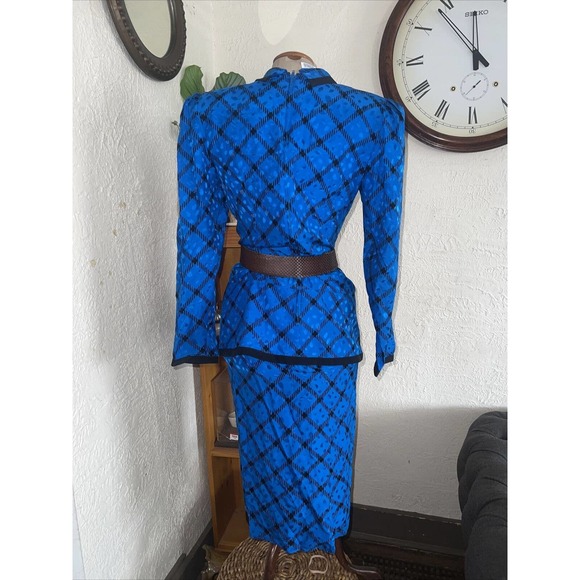 VINTAGE 80s/90s Maggie London 100% Silk 2 Pieces Skirt Set Women - Picture 6 of 12